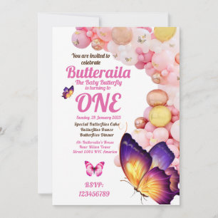 Convite Aniversário Panfleto Folheto Borboleta Bebida Rosa