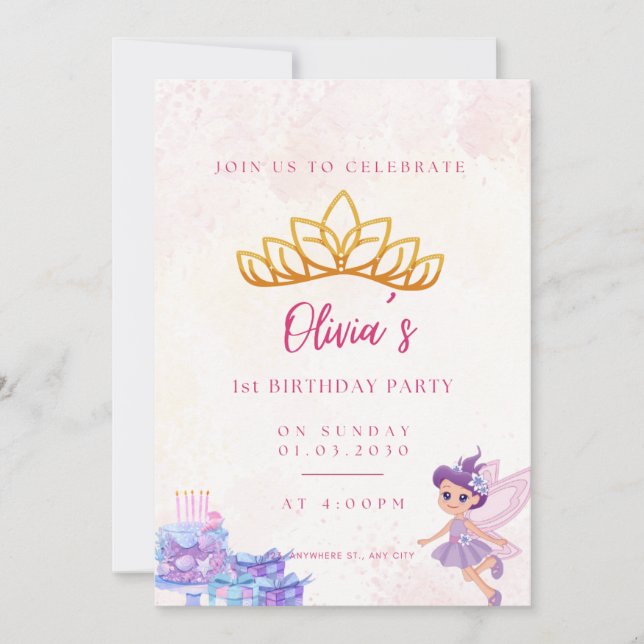 Convite Aniversário para menina (Frente)