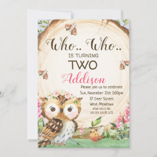 Convite Aniversário para Raparigas de Coruja de Ma