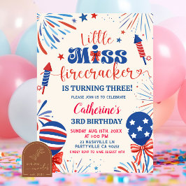Convite Aniversário Patriótico Little Miss Firecracker