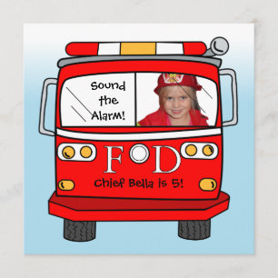 Convite Aniversário pequeno do bombeiro da foto do