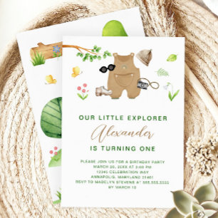 Convite Aniversário Pequeno Explorador Floresta de Madeira