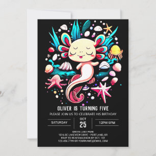 Convite Aniversário Personalizado Axolotl Imprimível