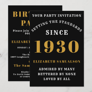 Convite Aniversário Personalizado Branca Dourada Chic 1930