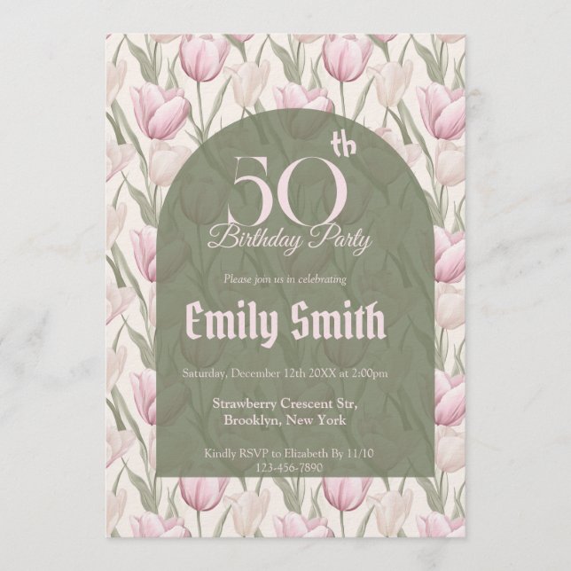 Convite Aniversário Personalizado com Tema de Tulipa Minim (Frente)
