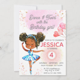 Convite Aniversário Personalizado da Dança e Grelha Rosa