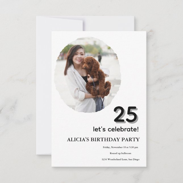 Convite Aniversário personalizado de 25 de fotograma (Frente)