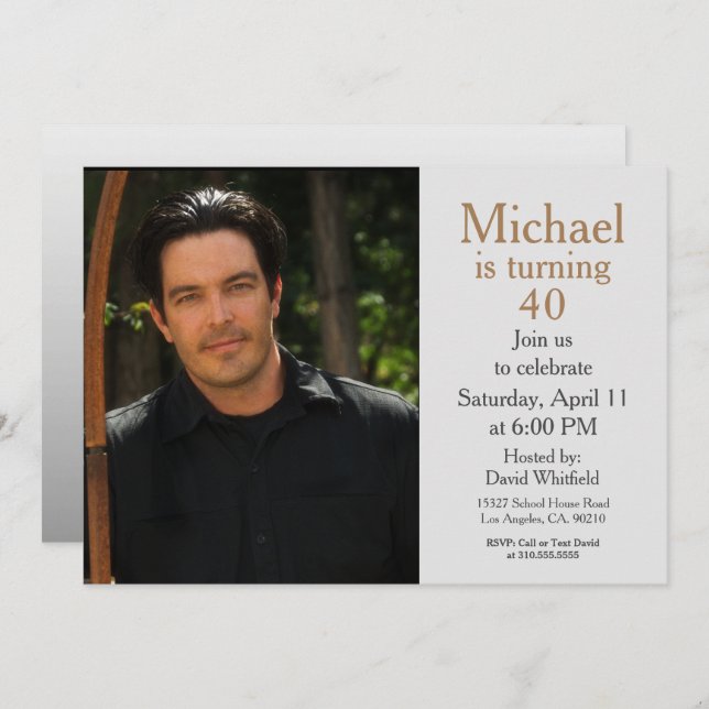 Convite Aniversário Personalizado de 40 Fotografias Person (Frente/Verso)