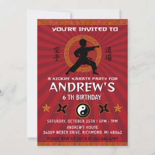 Convite Aniversário Personalizado de Karate Kung Fu