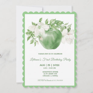Convite Aniversário Personalizado de Maçã Verde