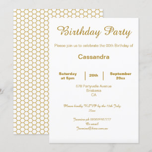 CONVITE ANIVERSÁRIO PERSONALIZADO DE PADRÃO BRANCO SIMPLES