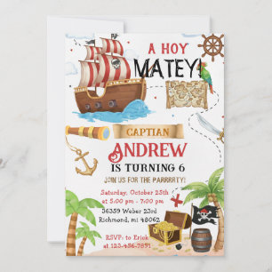 Convite Aniversário personalizado de pirata infantil