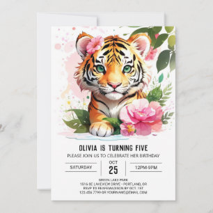 Convite Aniversário Personalizado de Tigre Selvagem Selvag