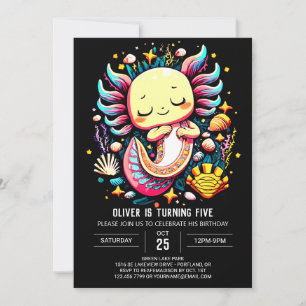 Convite Aniversário Personalizado do Axolotl Moderno