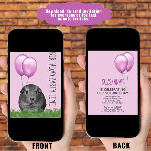 Convite Aniversário Personalizado do Balão Roxo de Guin