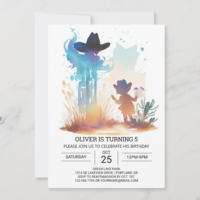 Convite Aniversário Personalizado do Chic Cowboy (Frente)