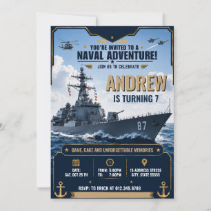 Convite Aniversário Personalizado do Couraçado da Marinha