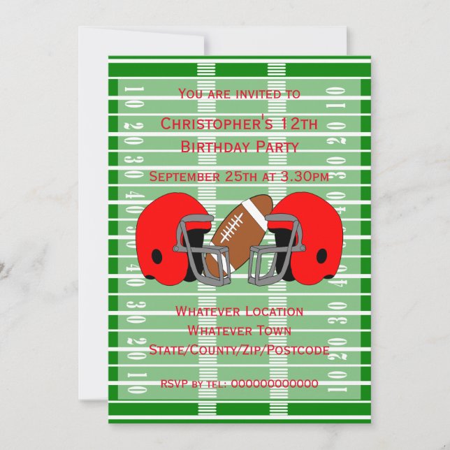 Convite Aniversário Personalizado do Design de Futebol Ame (Frente)