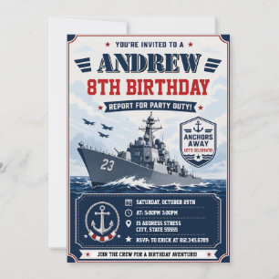 Convite Aniversário Personalizado do Navio da Marinha do E