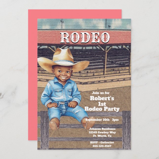 Convite Aniversário Personalizado do Rodeo Ocidental/Cowbo (Frente/Verso)