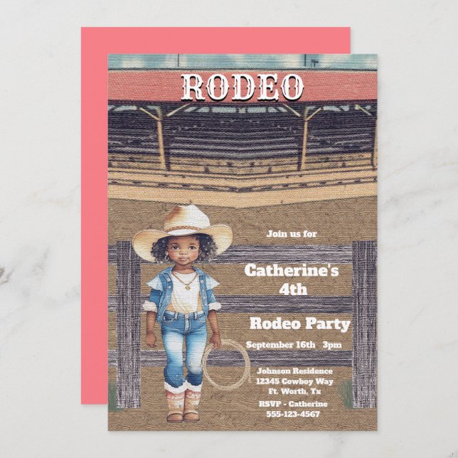 Convite Aniversário Personalizado do Rodeo Ocidental/Cowbo (Frente/Verso)