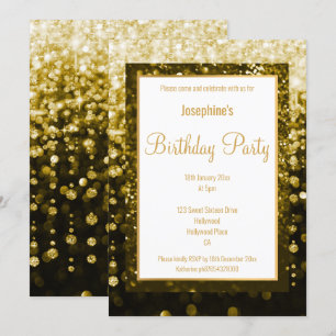 CONVITE ANIVERSÁRIO PERSONALIZADO EM CAMADA PRETA E DOURA