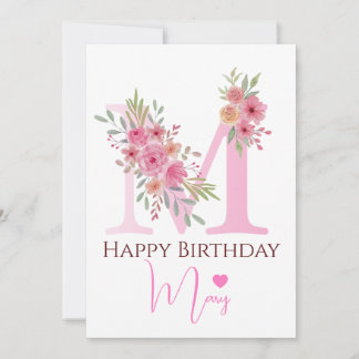 Convite Aniversário personalizado, Floral com nome persona