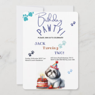 Convite Aniversário Personalizado Pawty Shih Tzu