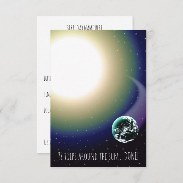 Convite Aniversário Personalizado Percorre o Sol (Frente/Verso)