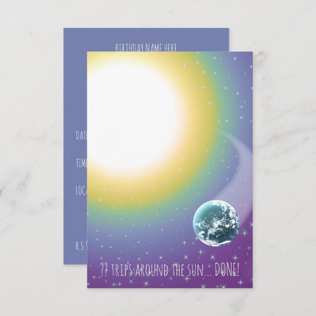 Convite Aniversário Personalizado Percorre o Sol (Frente/Verso)