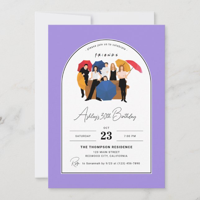 Convite Aniversário Personalizável com Tema de Friends TV (Frente)