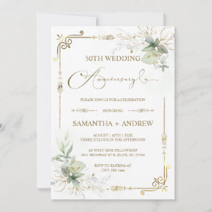 Convite Aniversário personalizável do Jubileu do Ouro