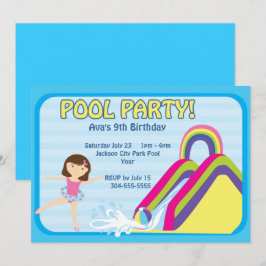 Convite Aniversário Personalizável do Partido da Piscina