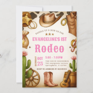 Convite Aniversário pessoal de 1rua Rodeo Wild West