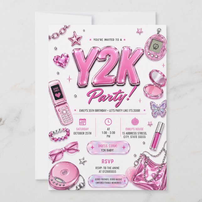 Convite Aniversário Pessoal Retro Y2K (Frente)