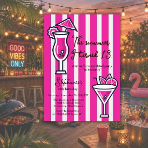 Convite Aniversário Pink The Summer I Turned 13 Mocktail