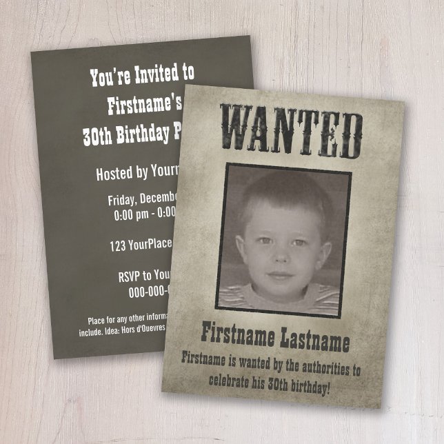 Convite Aniversário Poster Engraçado (A wild west theme birthday party invitation with a wanted poster for the invitation.)