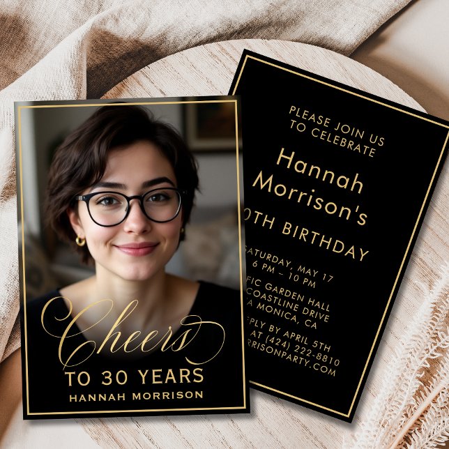 Convite Aniversário Preto e Dourado Anima 30 Anos Foto (Criador carregado)