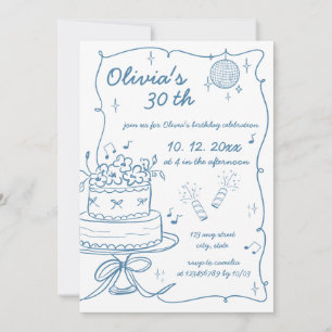 Convite Aniversário Rabiscado à Mão Escrito 