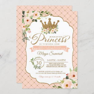 Convite Aniversário Real da Pequena Princesa Blush