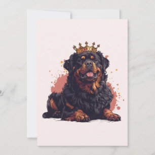 Convite Aniversário Real Rottweiler Cachorro Rainha Coroa