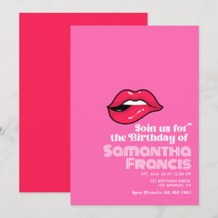 Convite Aniversário Retro Arte Pop Rosa Vibrante