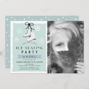 Convite Aniversário retro azul do inverno do partido do