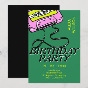 Convite Aniversário retro cassete