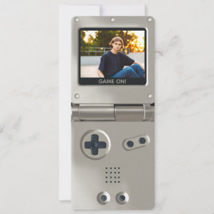 Convite Aniversário Retro Silver Handheld Gaming II