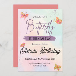Convite aniversário rosa da borboleta