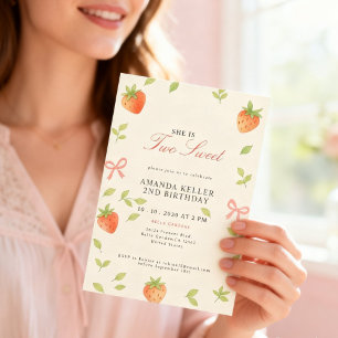 Convite Aniversário rosa de morango giro