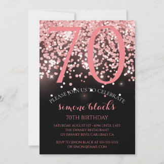 Convite Aniversário rosa dourado cor-de-rosa-relva 70