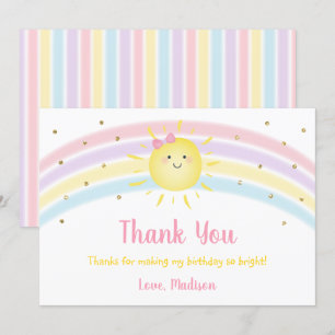Convite Aniversário Rosa Dourado, Sunshine, Obrigado
