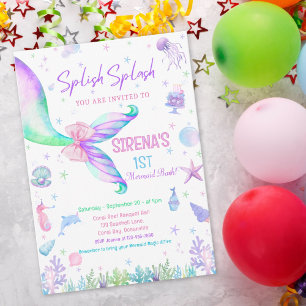 Convite Aniversário Rosa Roxo Sereia Mágica